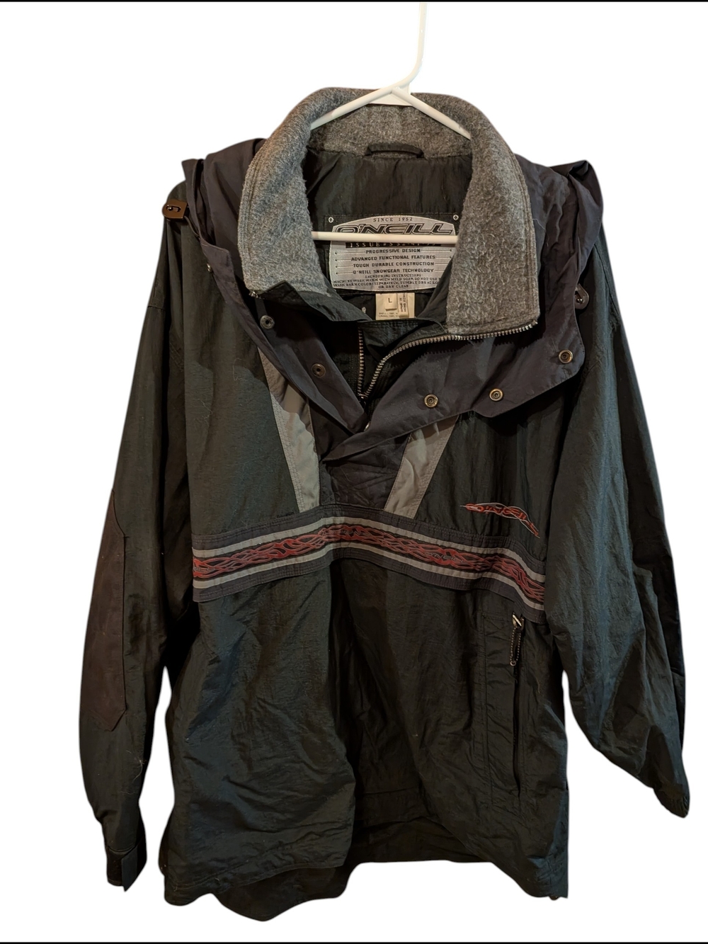 Vintage O'Neill Men's Black Pullover Jacket with Hood
